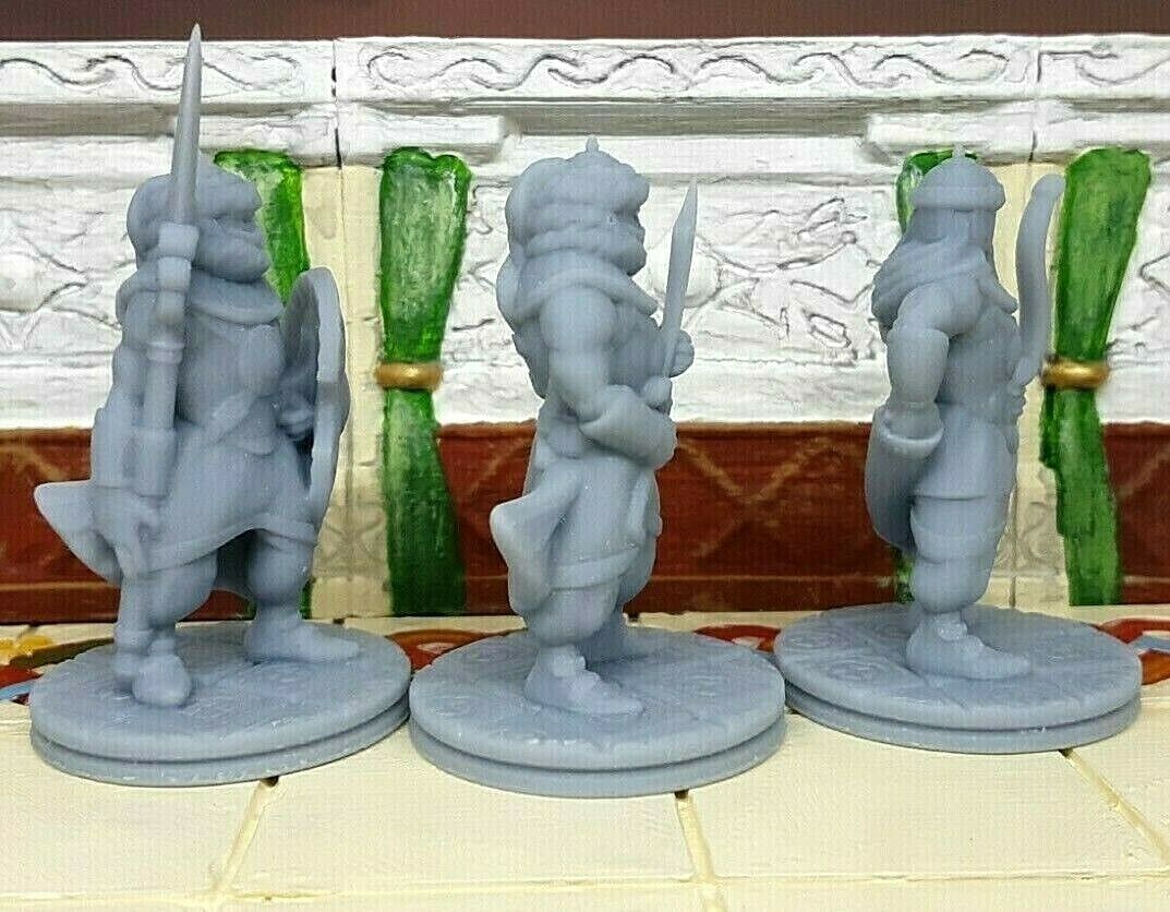 3x Palace Soldiers Guards Fighters Mini Miniature Figure 28-32MM Resin Printed