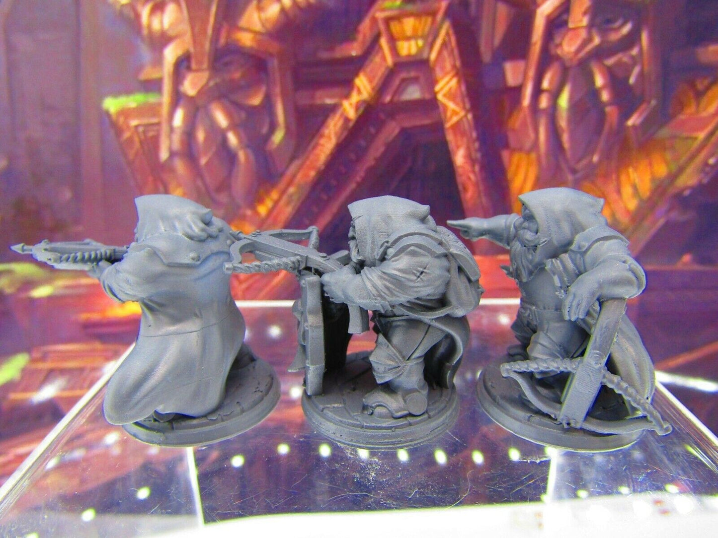 3pc Dwarf Archers Bowmen Soldiers Mini Miniature Figure 3D Printed Model 28/32mm