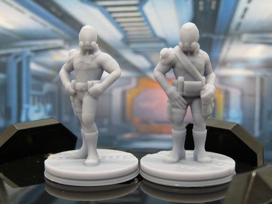 Space Explorer Pair Mini Miniature Figure Scenery Terrain 3D Printed Model