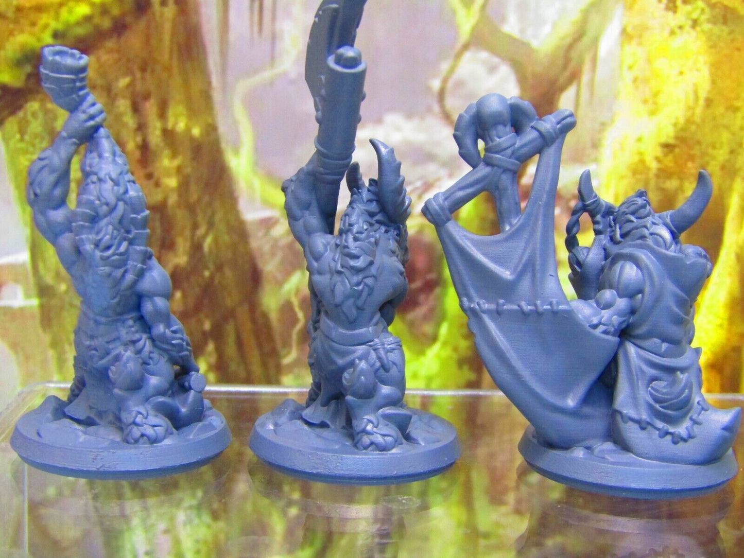 3pc Goatman Tribe War Party Mini Miniature Figure 3D Printed Model 28/32mm Scale