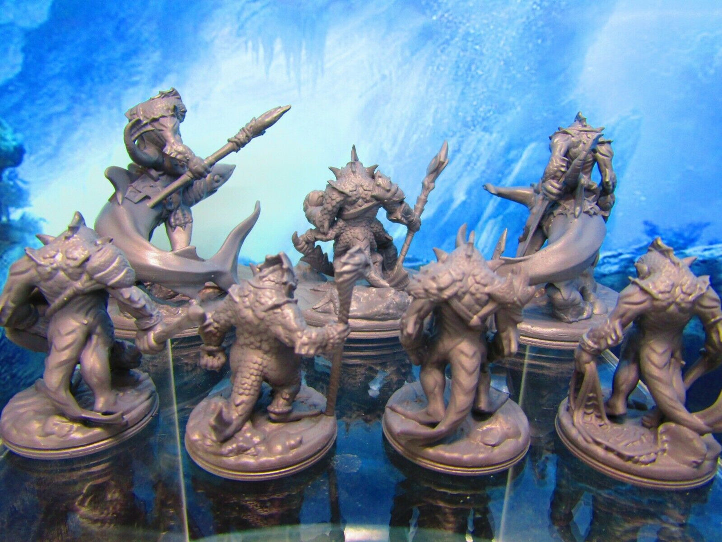 7pc Sea Devil Lot Mini Miniature Figure 3D Printed Model 28/32mm Scale Fantasy