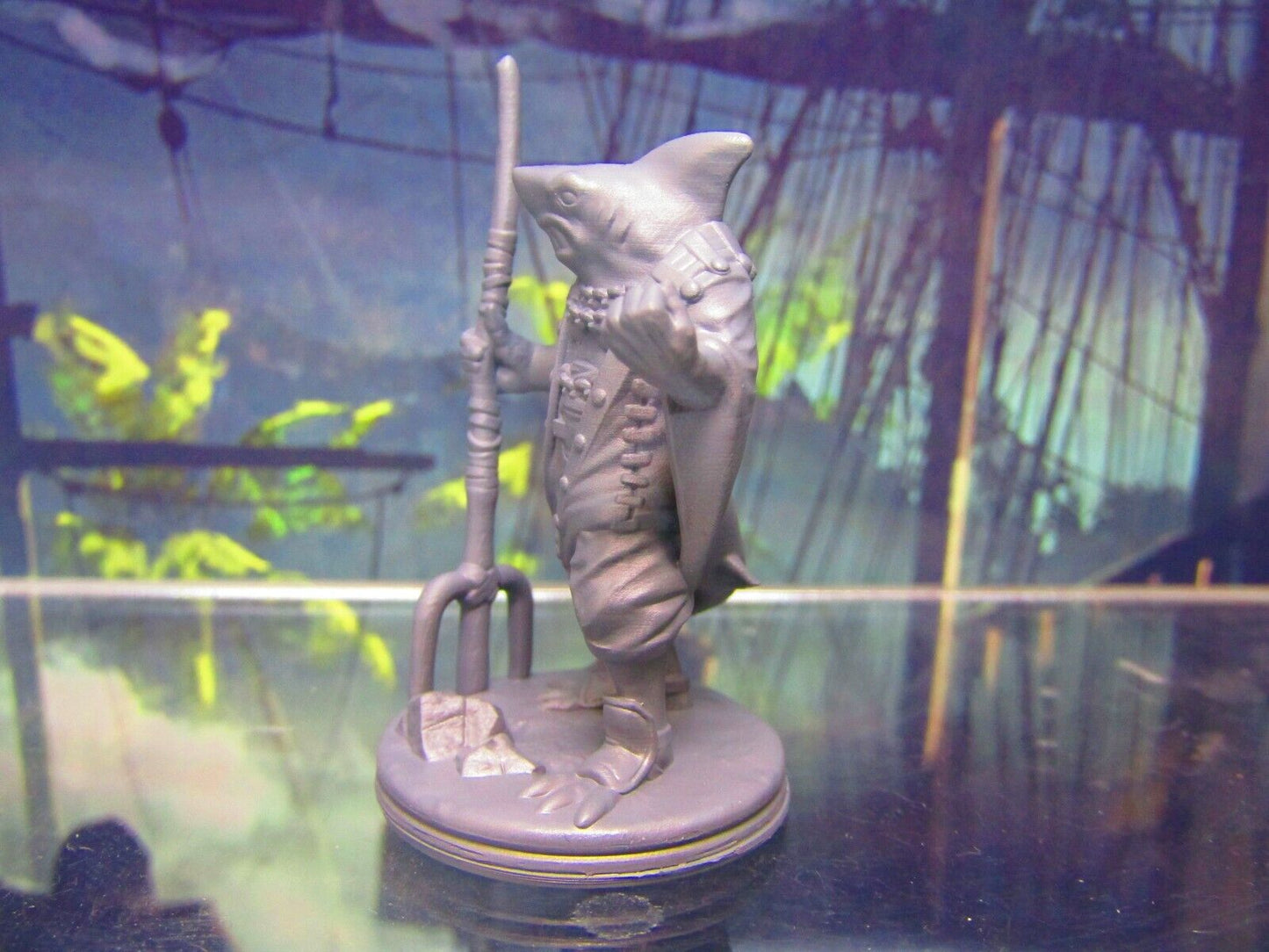 Sharkman Pirate w/ Trident Spear Mini Miniature Figure 3D Printed Model 28/32mm