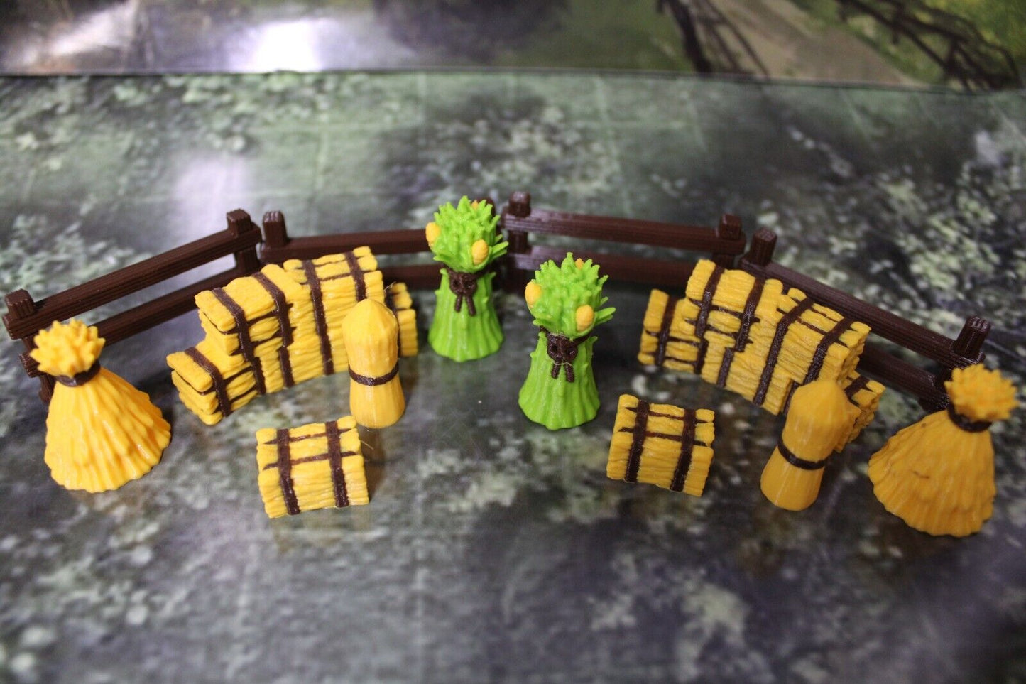 14pc Color Farm Set w/ Fence Corn Shock Haystacks Autumn Fall Set Mini Miniature