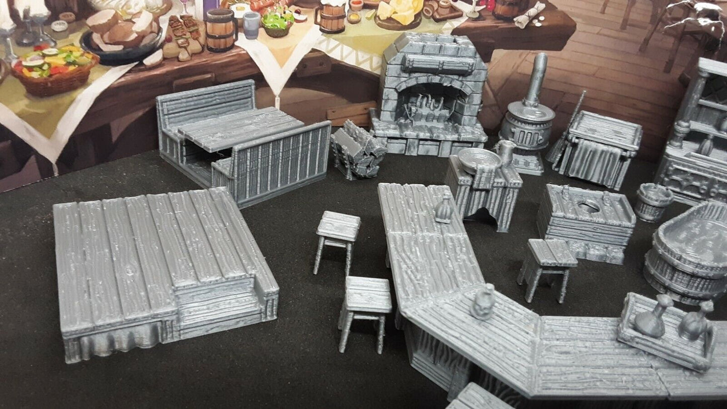 37 Piece Inn & Tavern Bar Set Scatter Terrain Dungeons & Dragons Mini Model