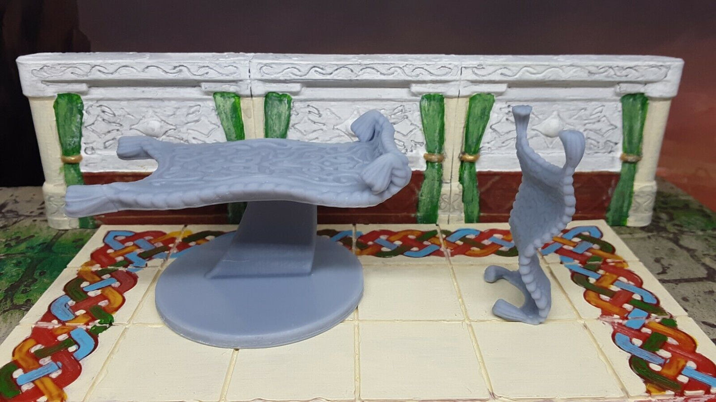 2 Piece Flying Carpet Rug Set Mini Miniature Figure D&D 3D Printed Resin