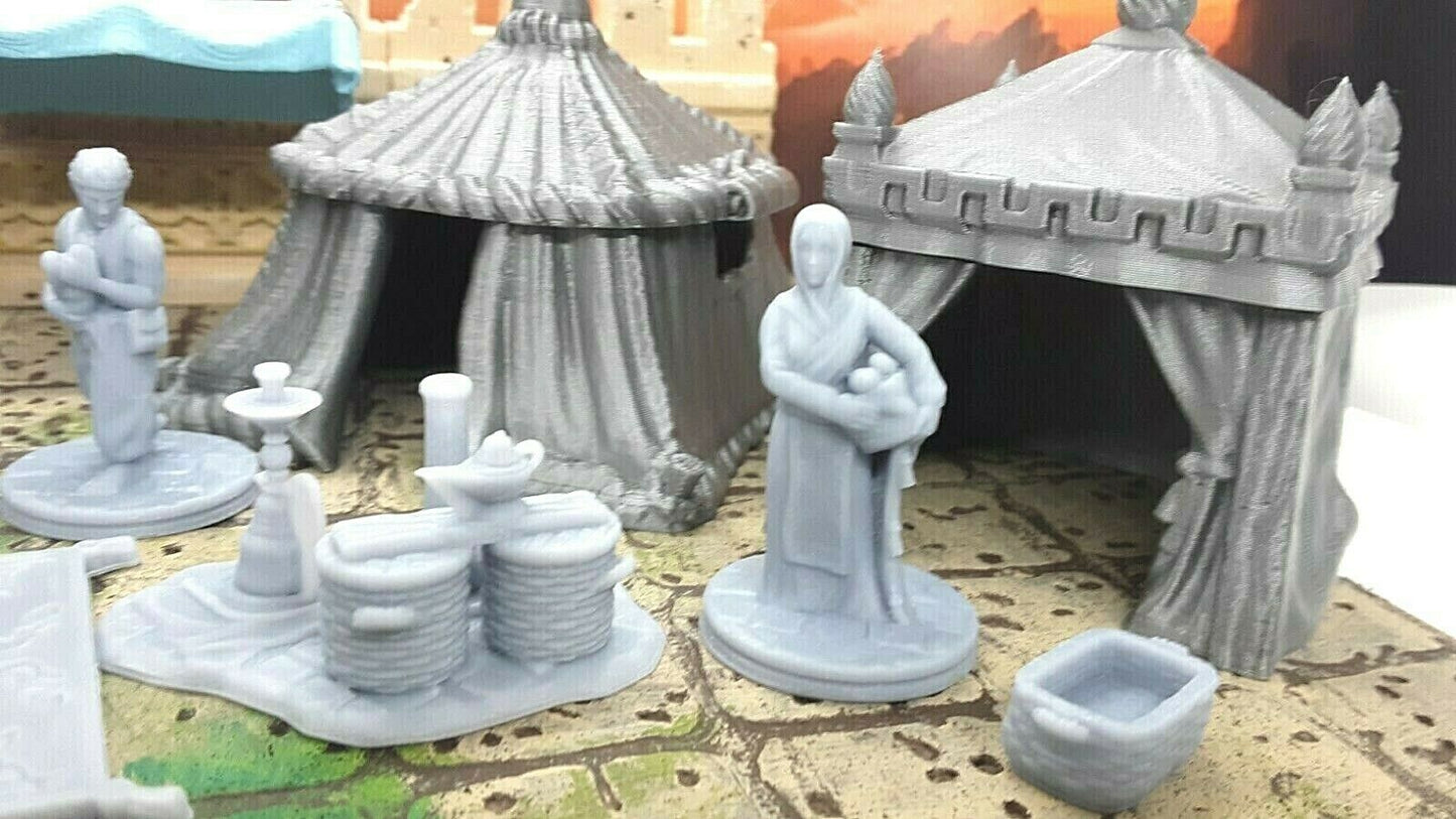 15 Piece Market Bazaar Set Scatter Terrain Tabletop Scenery Dungeons & Dragons