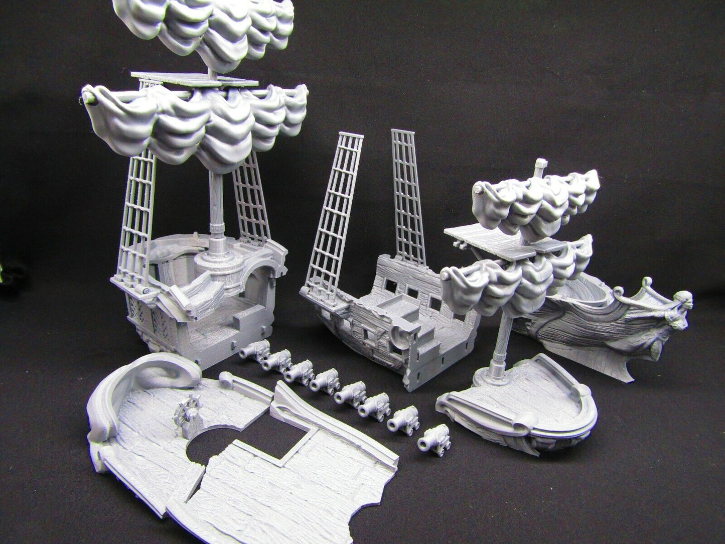 12" Tall Modular Pirate Ship Boat Scatter Terrain Scenery Sea Ocean War Gaming Cannons