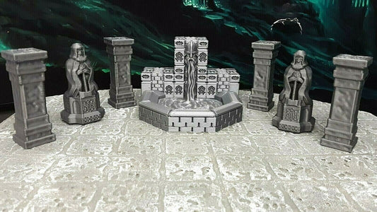 7 Piece Dwarven Halls Fountain Set Scatter Terrain Miniature Dungeons & Dragons