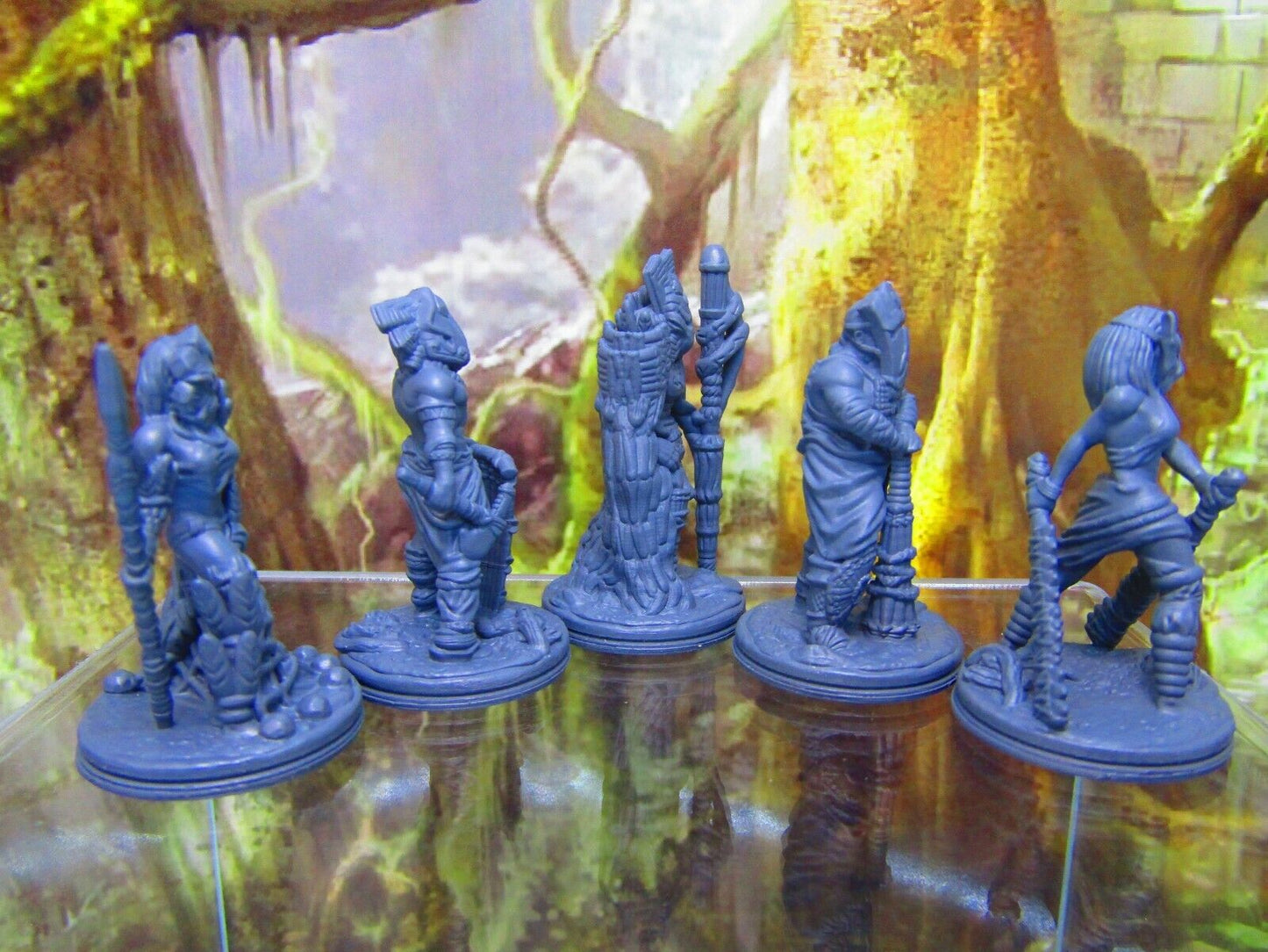 5pc Masked Tribal Jungle Tribe War Party Mini Miniature Figure 3D Printed Model