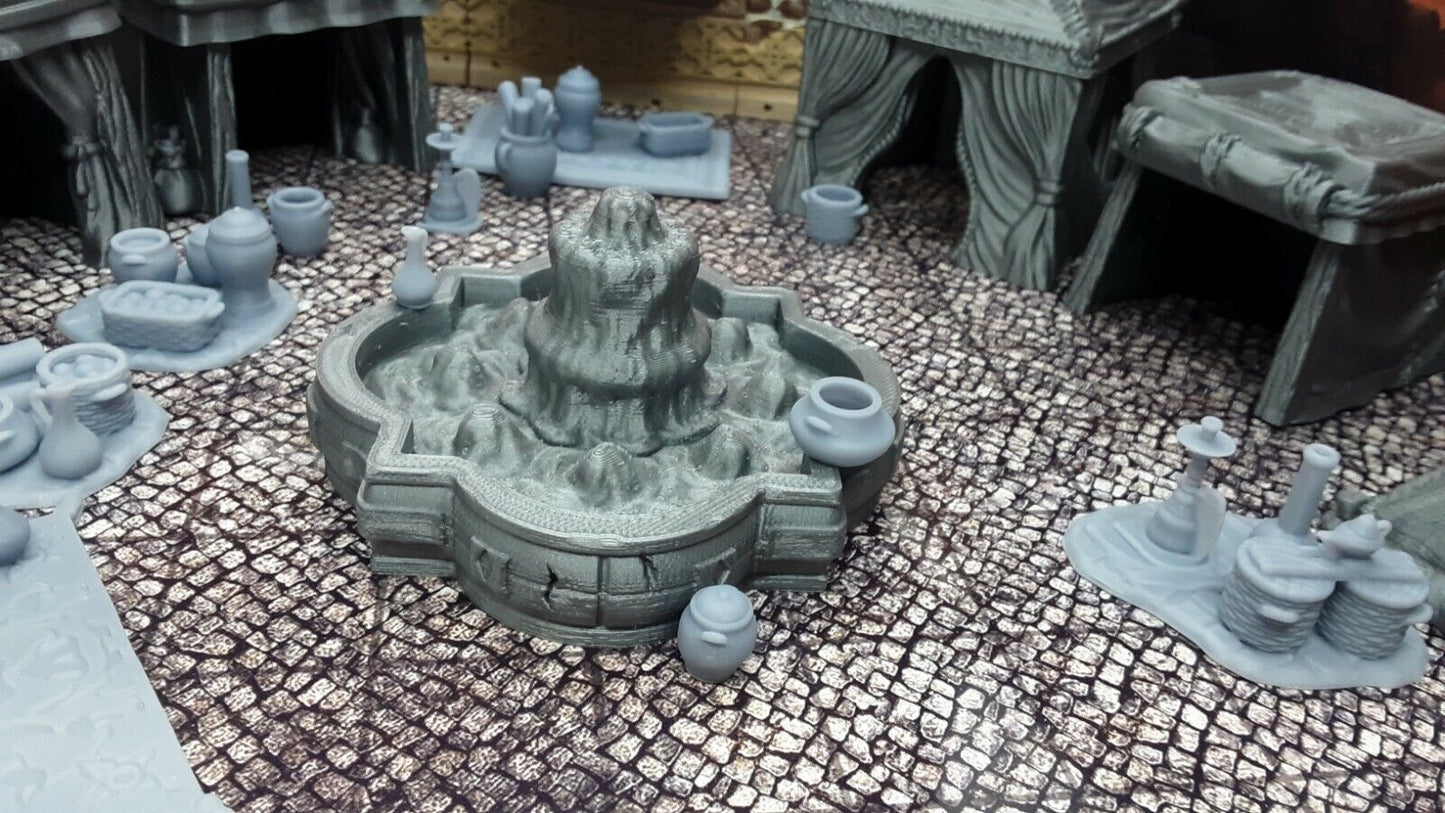 32 Piece Large Street Market Bazaar Set Scatter Terrain Tabletop Gaming Scenery