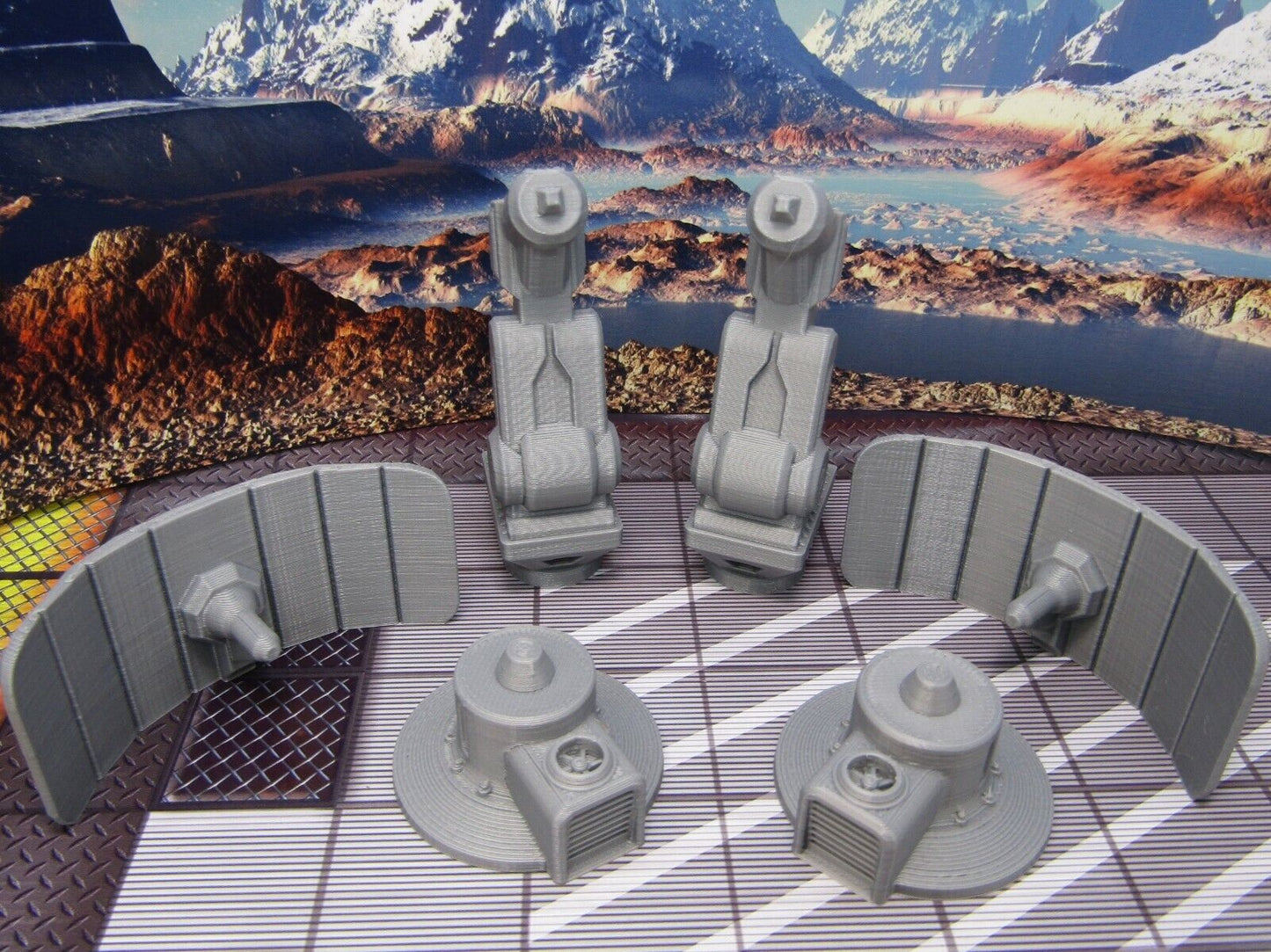 Pair of Satellite Relay Dishes Scatter Terrain Scenery Miniature 3D Printed