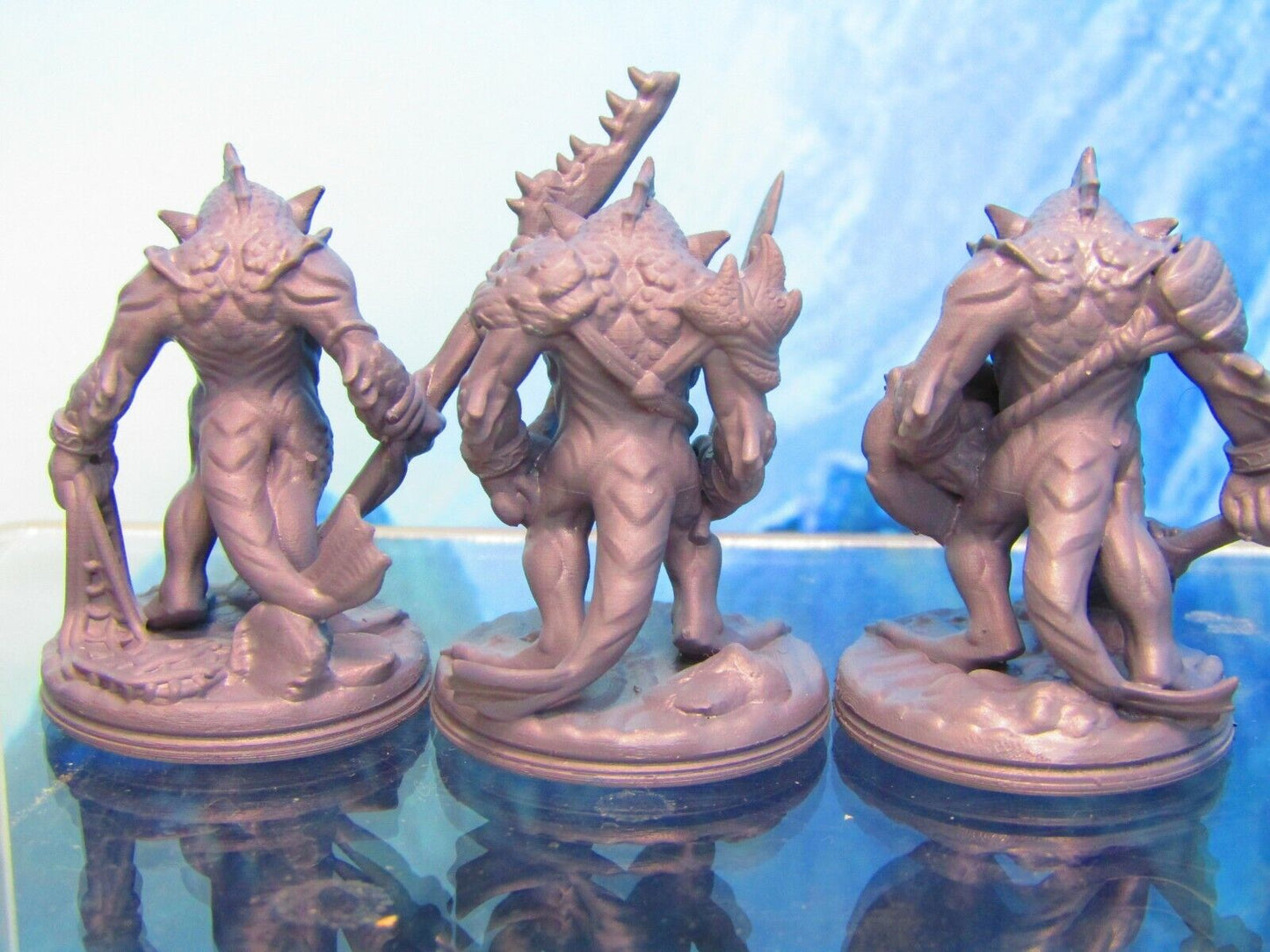 3pc Sea Devil Warrior Fighter Soldier Mini Miniature Figure 3D Printed Model