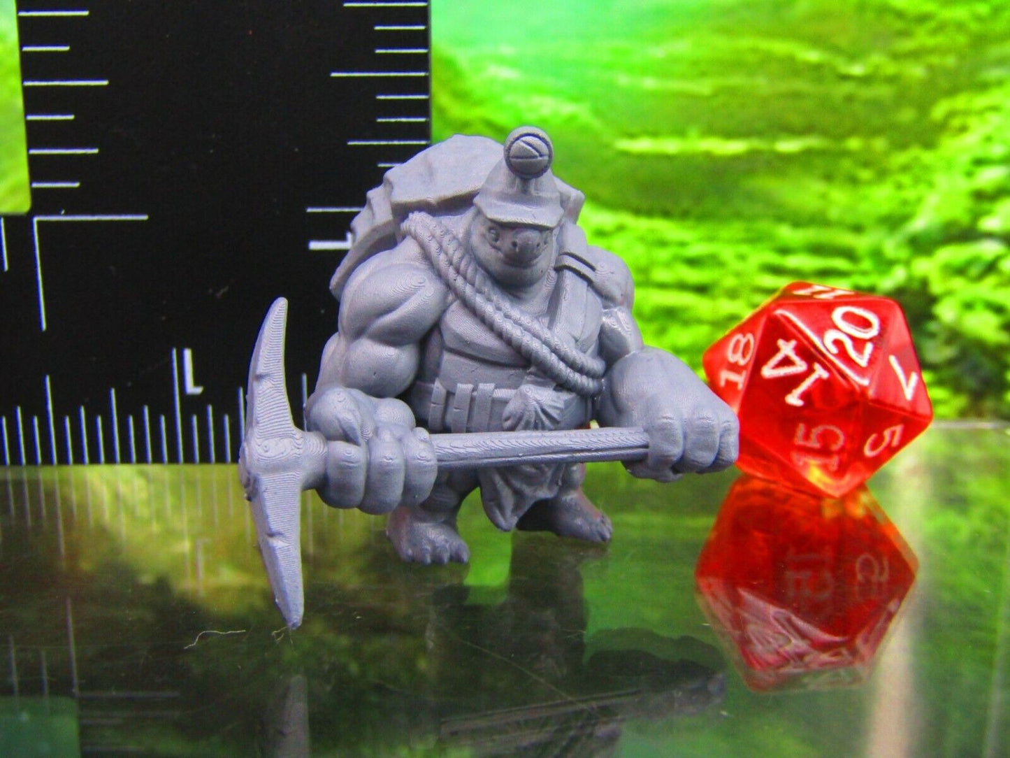 Tortle Miner w/ Pickaxe Mini Miniatures 3D Printed Model 28/32mm Scale RPG