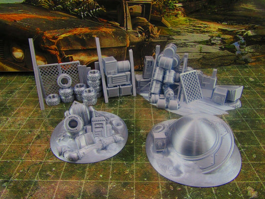 4pc Sci Fi Junkyard Scrap Pile Set Scatter Terrain Scenery Wasteland Apocalypse