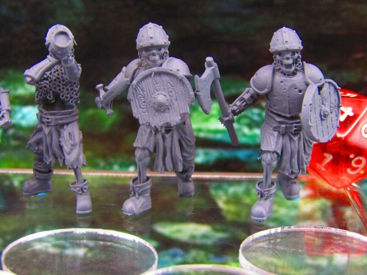 6pc Undead Skeletons Fighters Warriors Soldiers Mini Miniatures 3D Printed Model