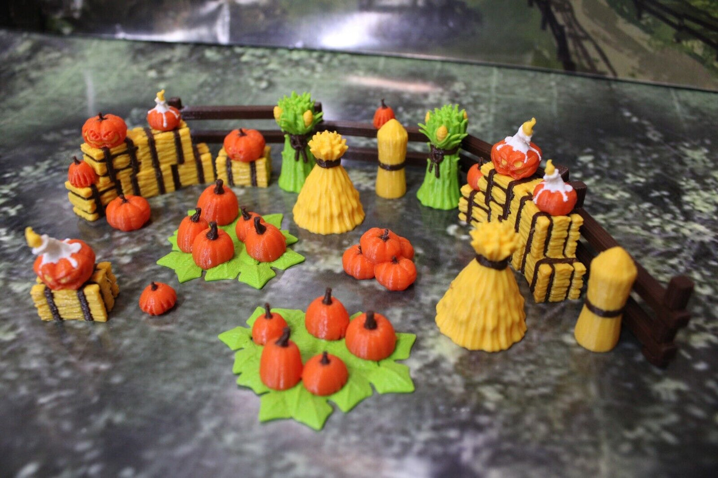 29pc Color Fall Jack o Lantern Pumpkin Farm Halloween Mini Miniature Terrain D&D