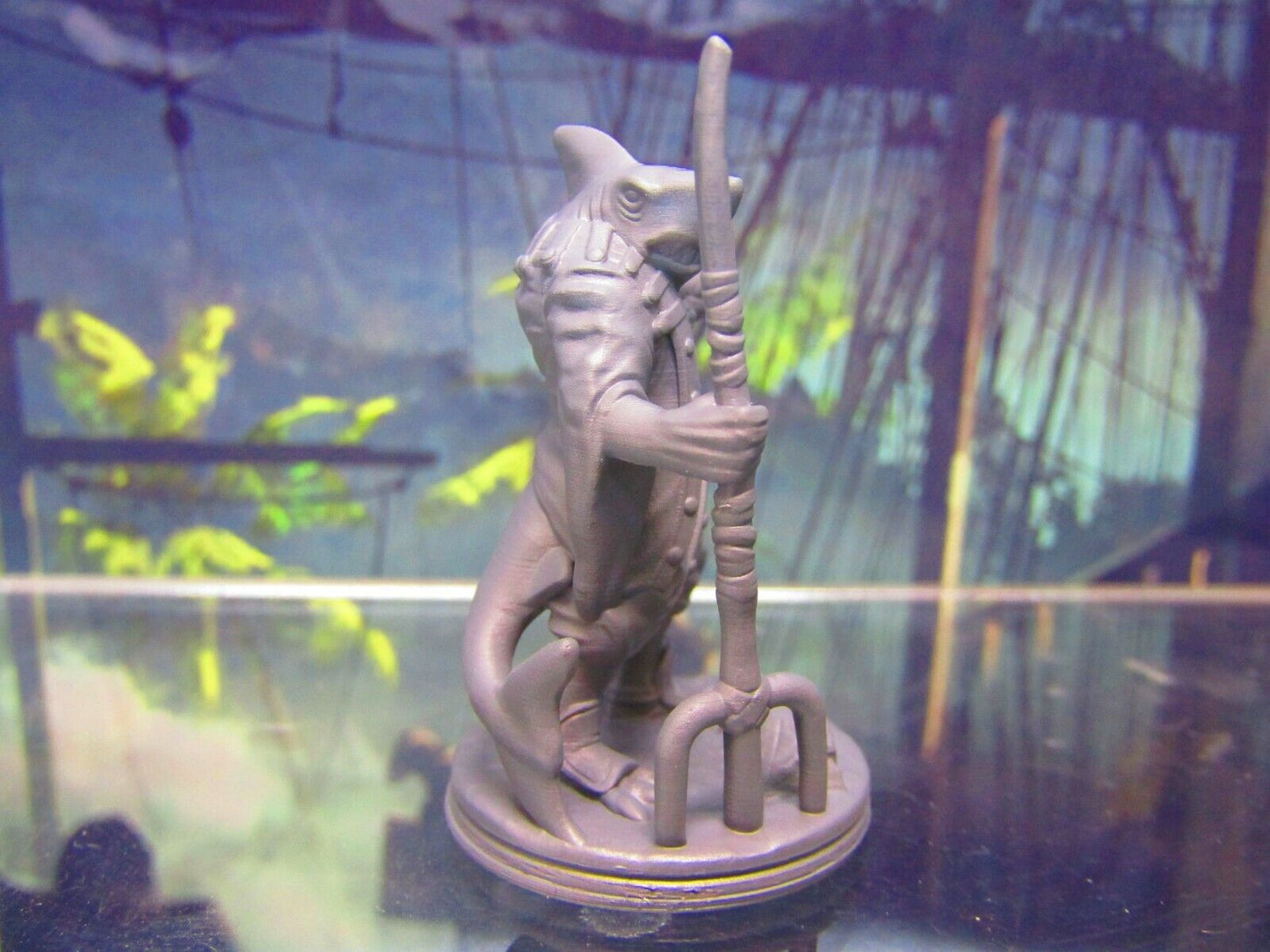 Sharkman Pirate w/ Trident Spear Mini Miniature Figure 3D Printed Model 28/32mm