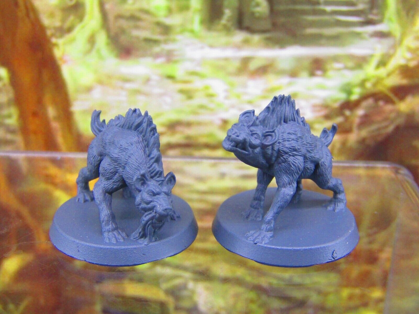 Hyenas Pair Pet Companions Familiars Mini Miniatures 3D Printed Resin Model