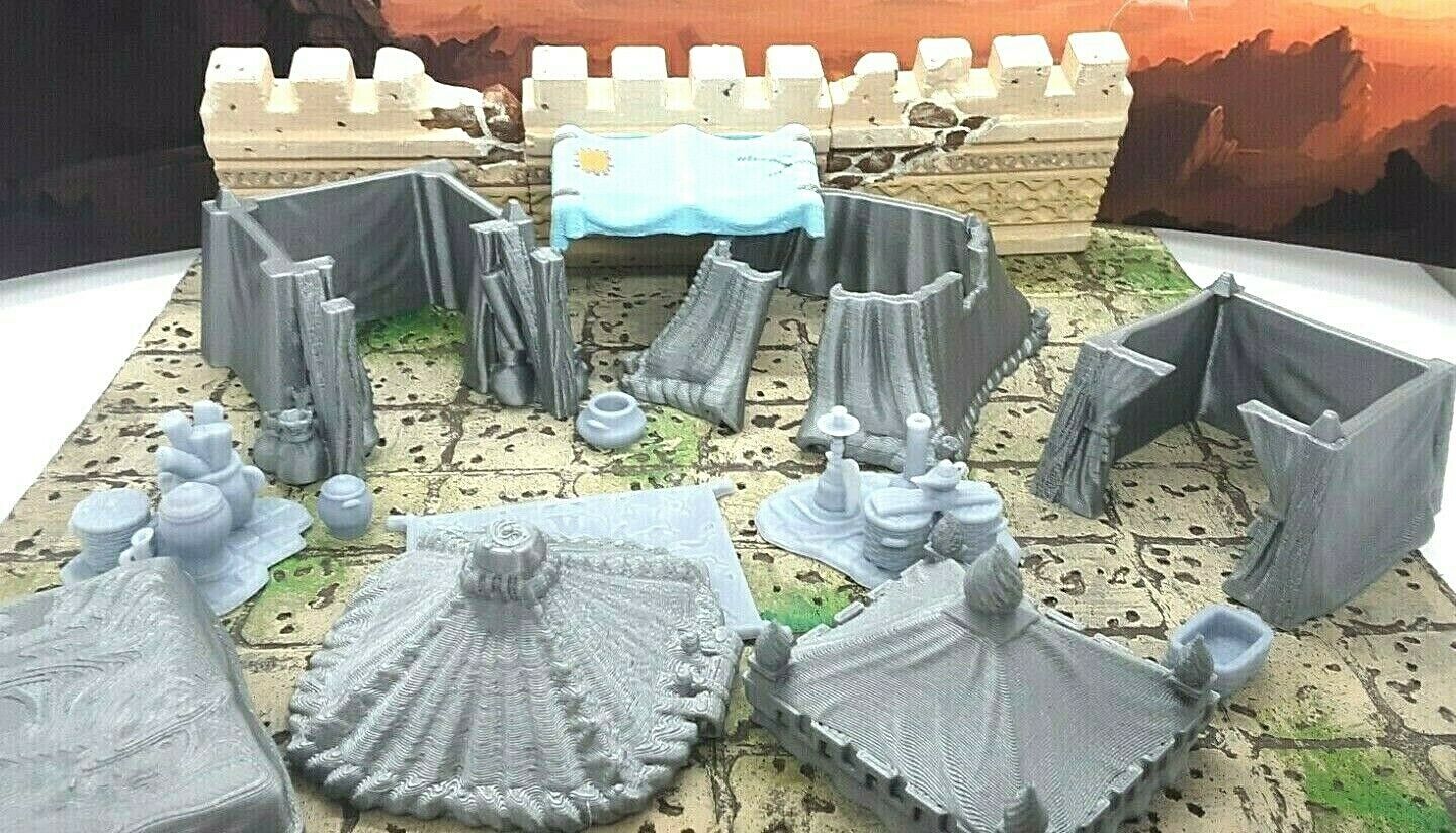 15 Piece Market Bazaar Set Scatter Terrain Tabletop Scenery Dungeons & Dragons