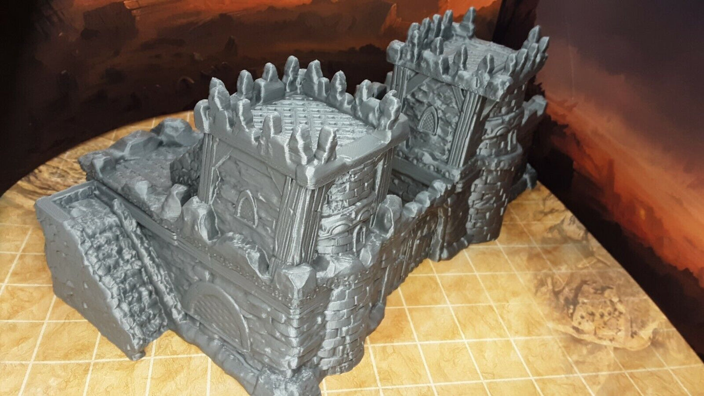 4 Room 3 Floor Fortress / Outpost Entrance Scenery Terrain Tabletop Fantasy D&D