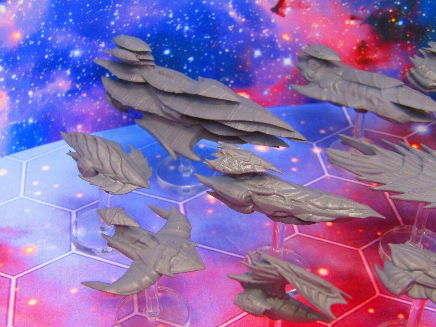 11pc The Hive Bioship Fleet Space War Gaming Set w/ Flight Stands & Rods