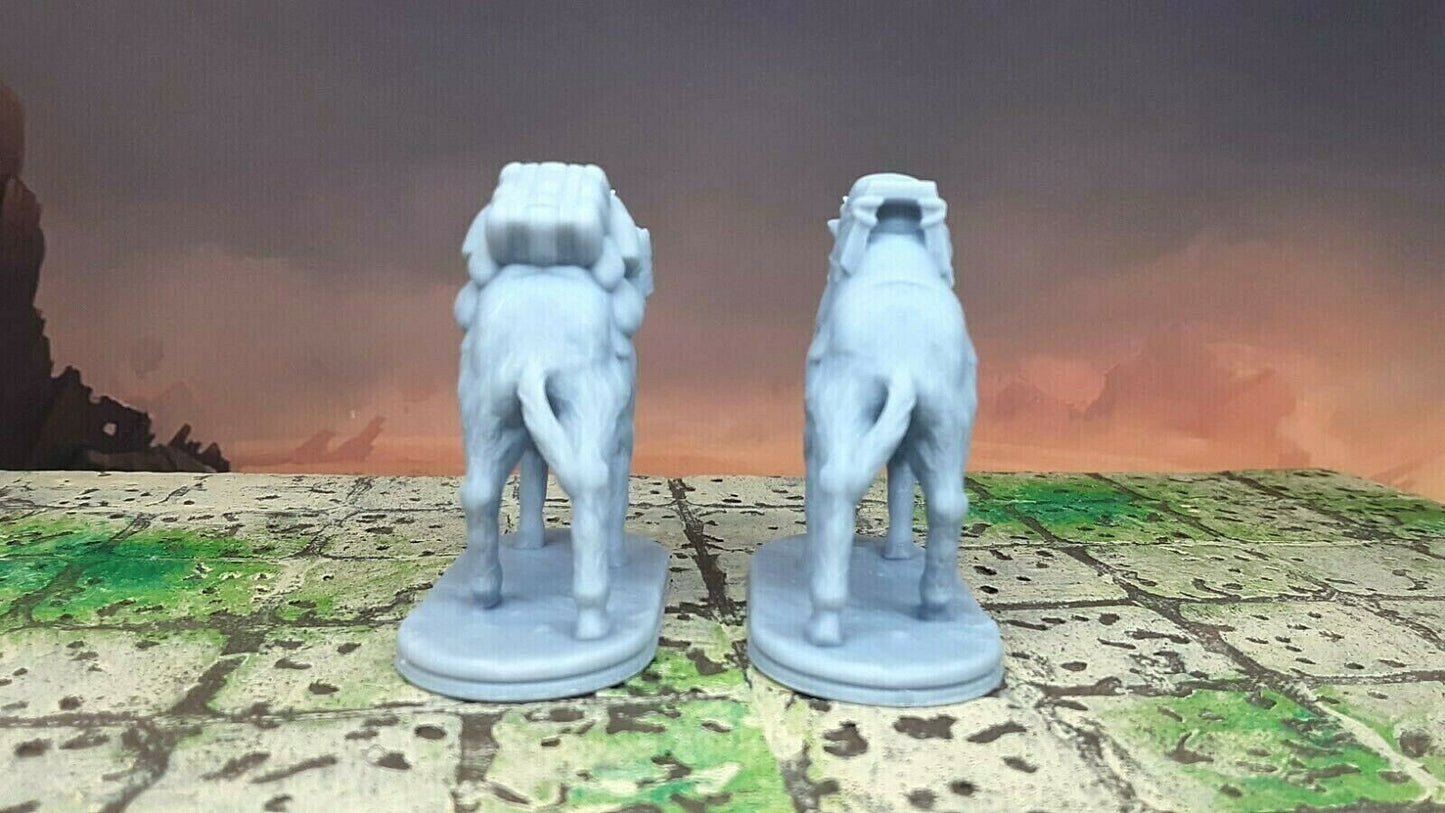 Pair of Camels Pack & Ride Mini Miniature 28mm Figure Dungeons & Dragons