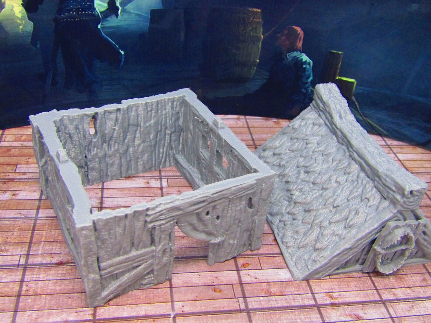 Fisherman's Shack with Shark Jaw & Removeable Roof Scenery Scatter Terrain Props