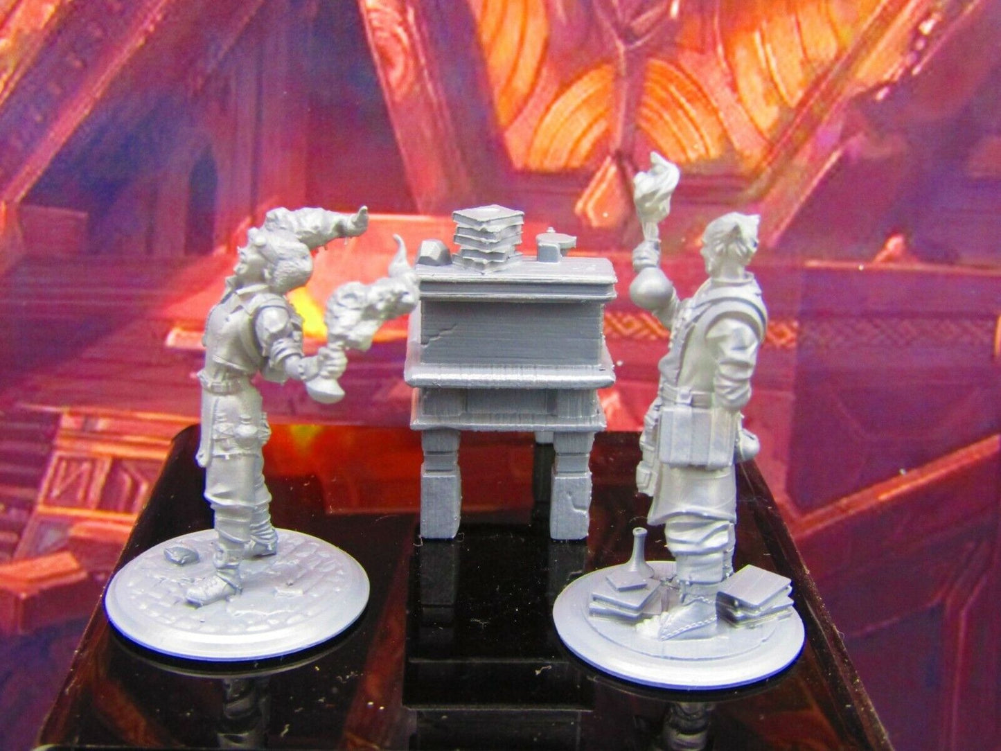 Alchemists Mad Scientist Pair & Workshop Desk Mini Miniature Model Character