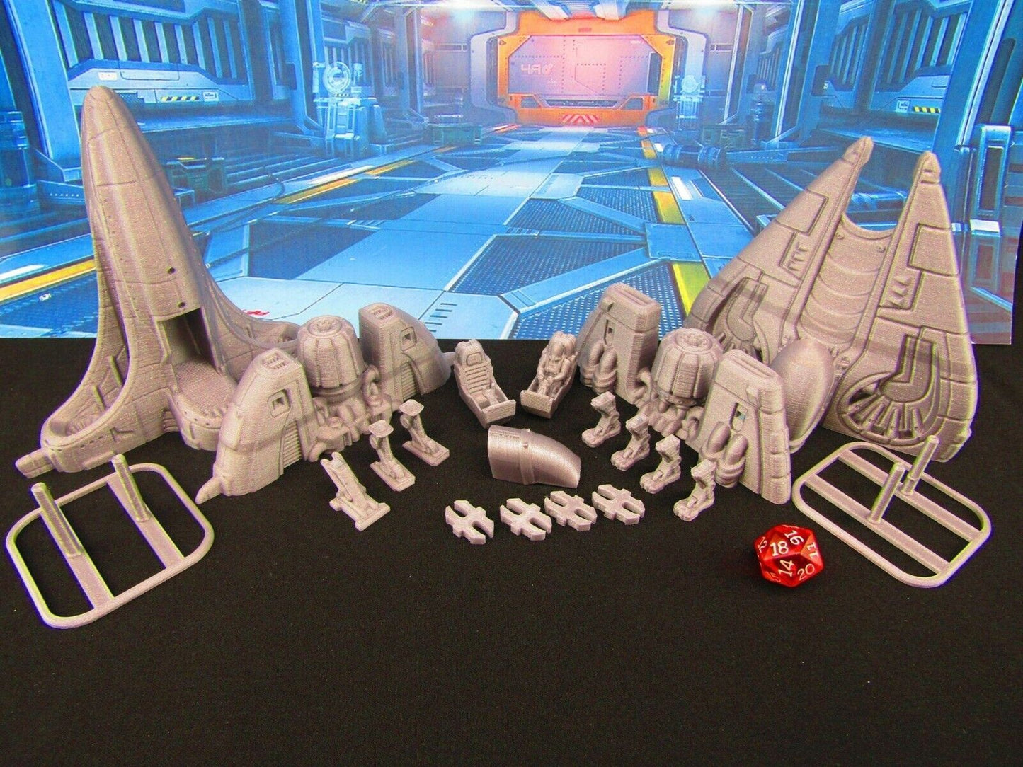 Star Fighter Space Ship Pair Scenery Scatter Terrain 3D Printed Model 3D Print