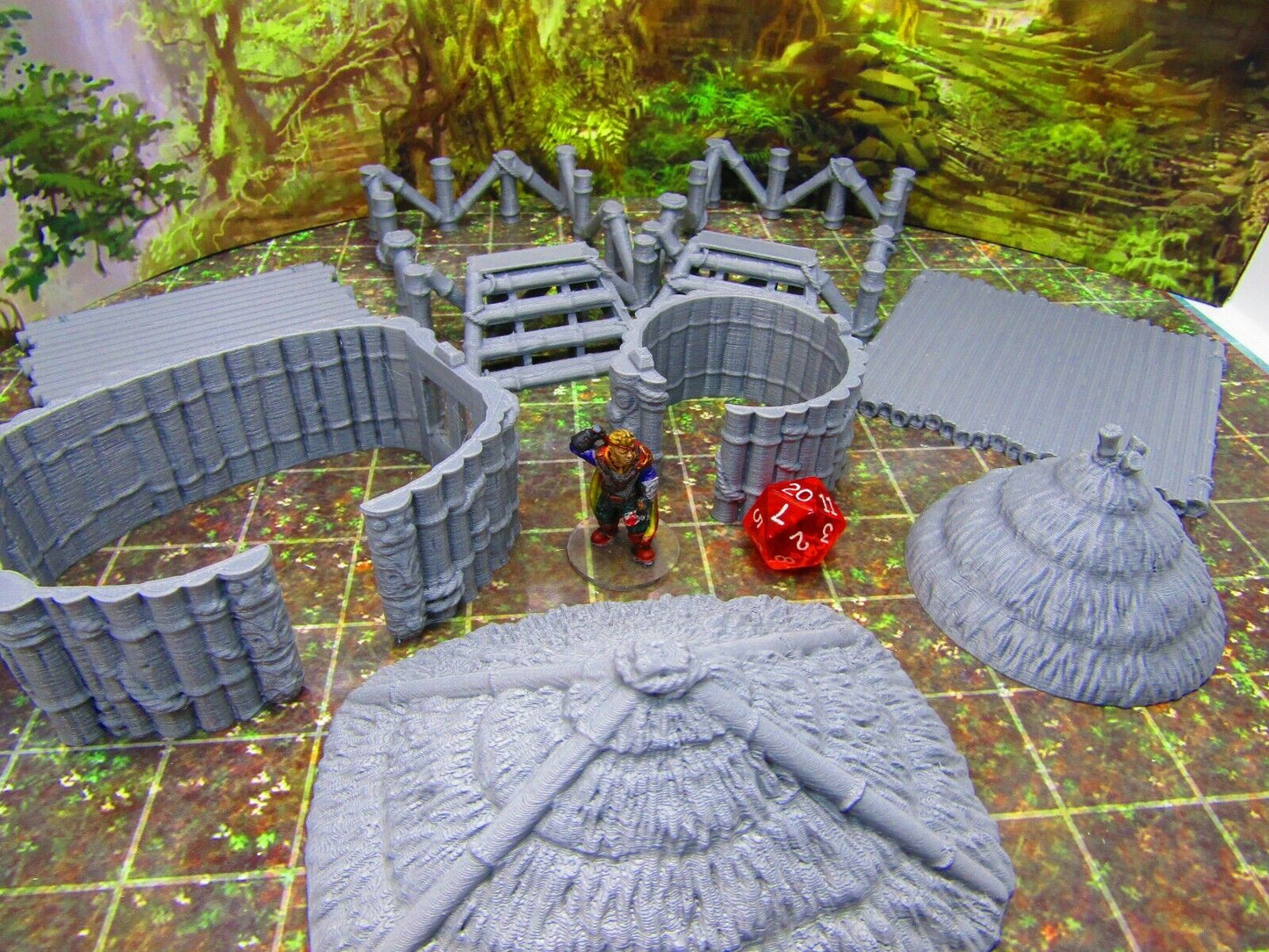 Pair of Tribal Swamp Hut Houses Scatter Terrain Scenery 3D Printed Model 28/32mm