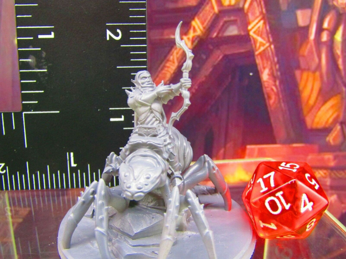 Spider Mounted Dark Elf Archer Bowman Warrior Mini Miniature Figure 3D Printed