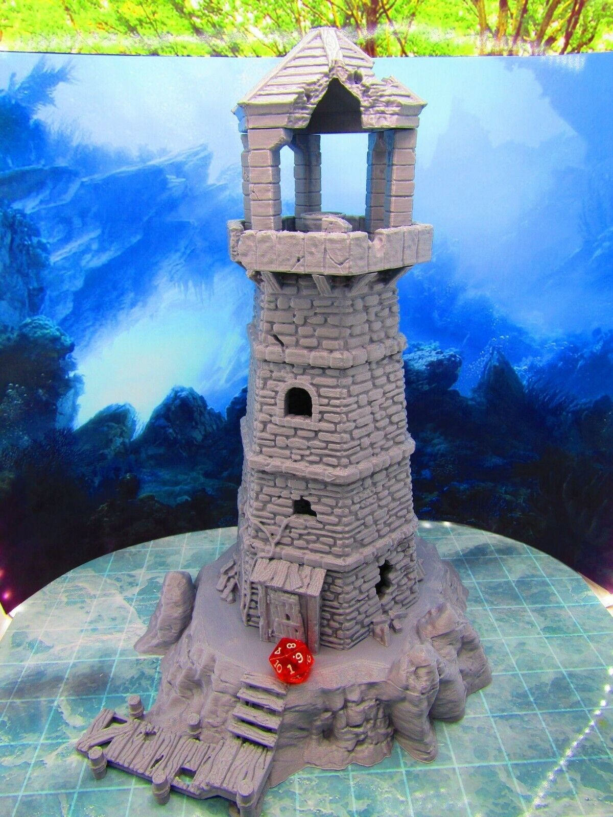 5 Floor Modular Ruined Stone Lighthouse Watchtower Terrain Scenery 28mm DnD
