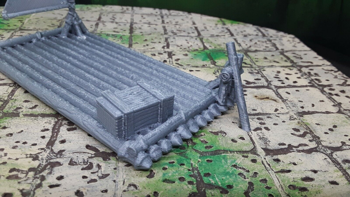 Boat Raft w/ Sail for Dungeons & Dragons Tabletop RPG Gaming 28mm Miniature