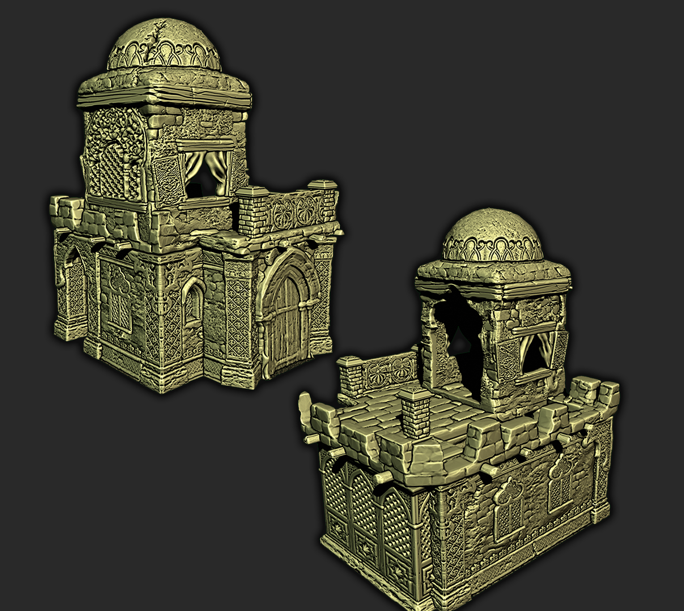2 Floor Domed Roof Desert House Removable Floors Scatter Terrain Scenery
