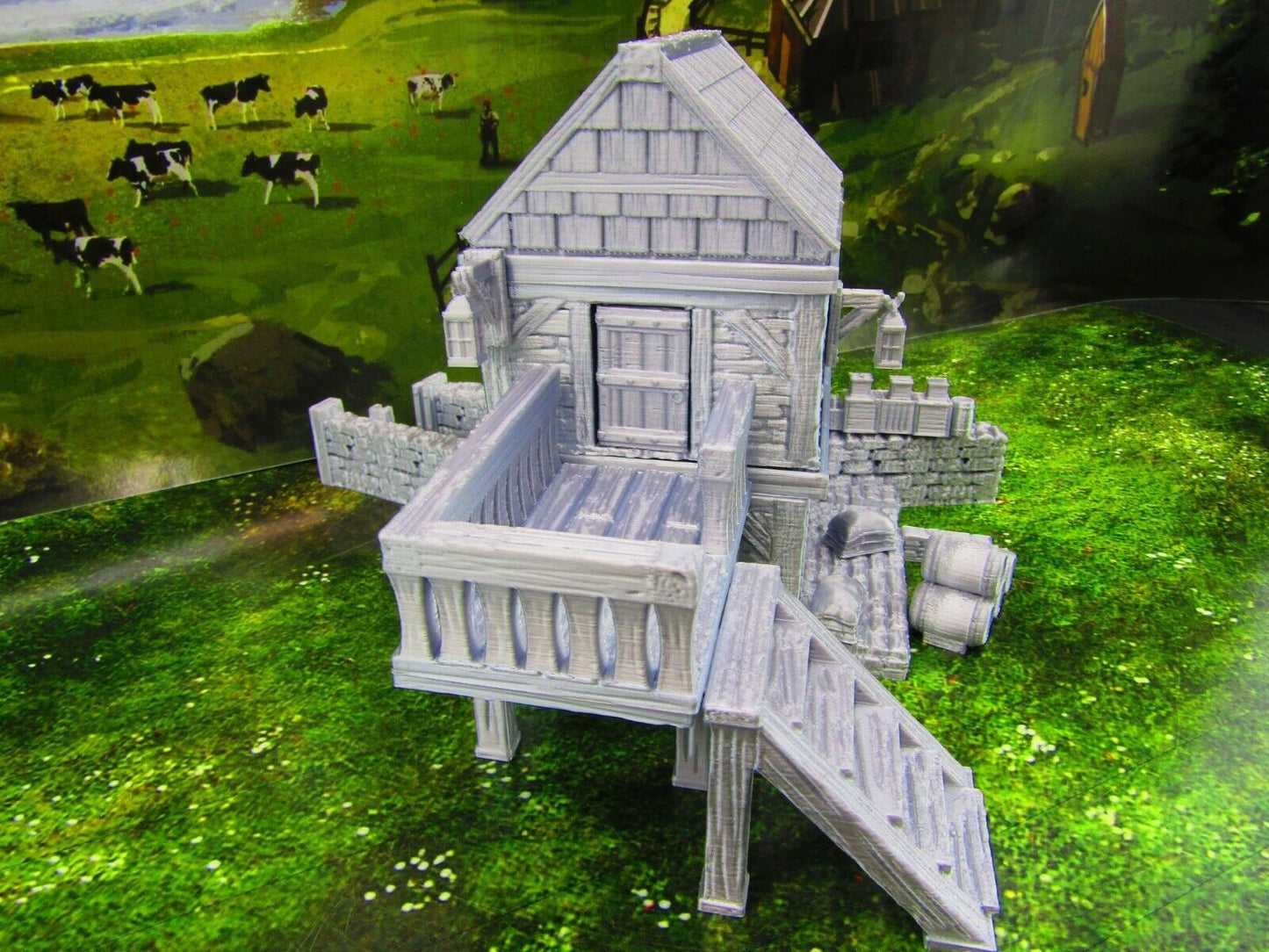 2 Floor Large River Grist Mill Grainery Scatter Terrain Scenery 3D Printed Model