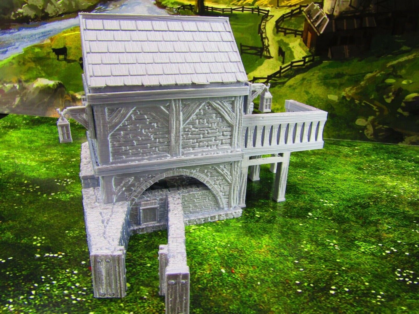 2 Floor Large River Grist Mill Grainery Scatter Terrain Scenery 3D Printed Model