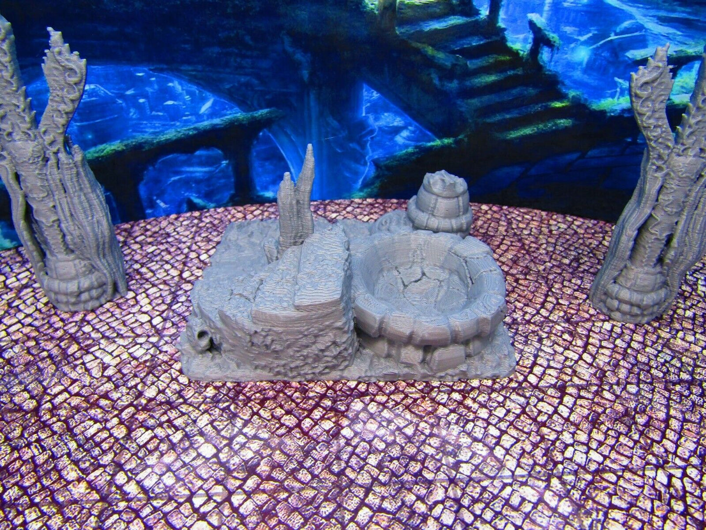 Atlantis Deep Sea Wishing Well & Trident Statues Scenery Scatter Terrain Props