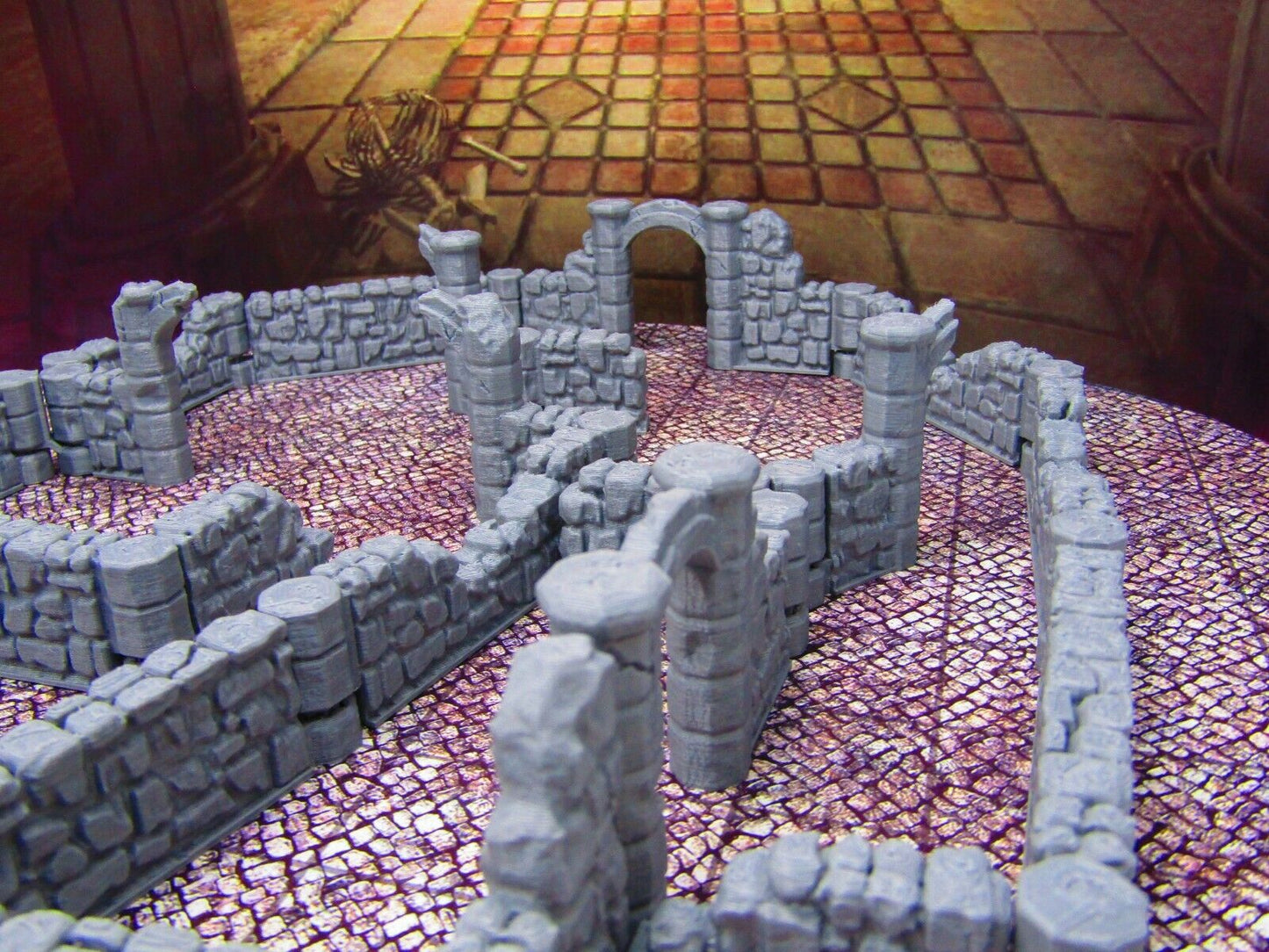 26pc DungeonSticks Ruined Stone Walls Map Building Tile Set Scenery Terrain