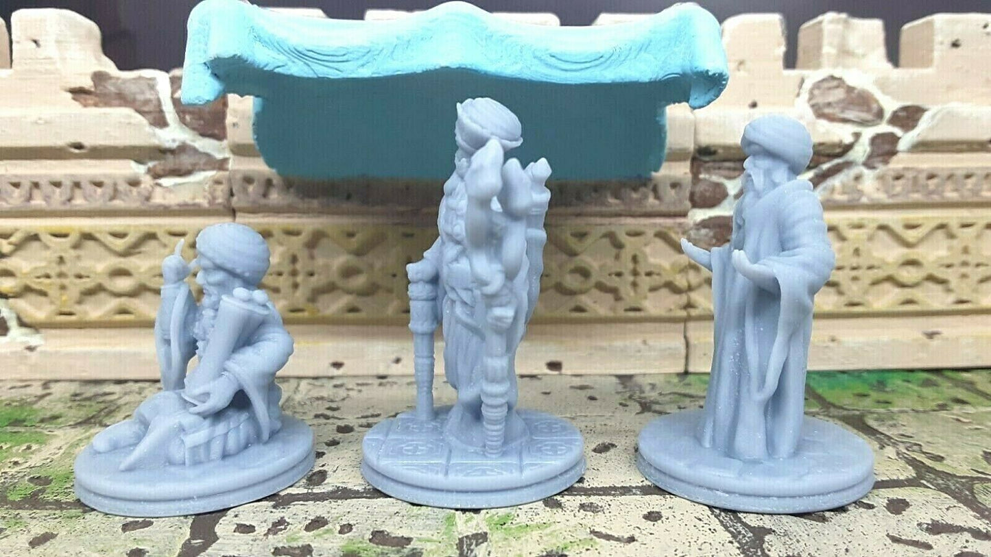 3 Wise Old Men Desert Themed Mini Miniature Figure 28-32MM Resin 3D Printed