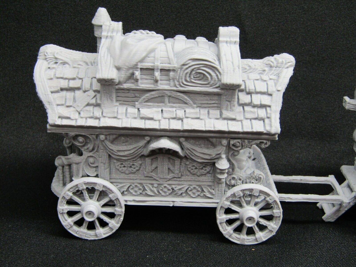 3 World Traveler Wagons Caravan and Horses Miniature Mini 3D Printed Model