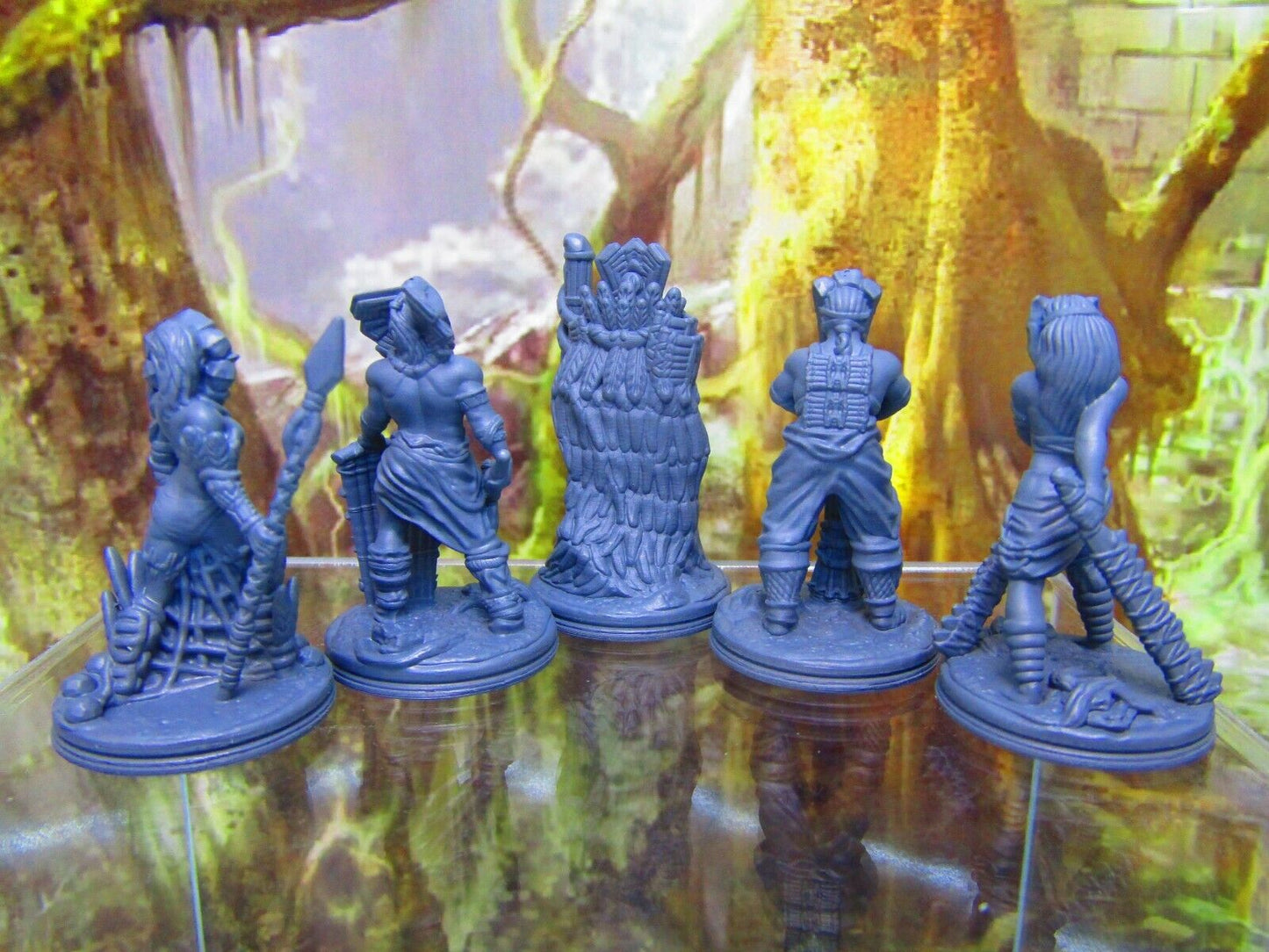 5pc Masked Tribal Jungle Tribe War Party Mini Miniature Figure 3D Printed Model
