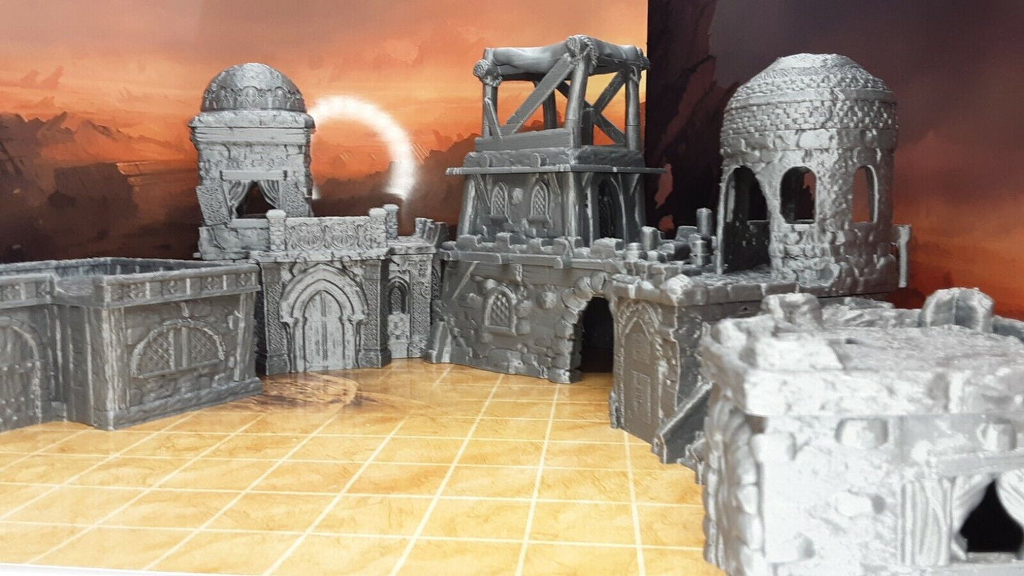 5 Building Desert Village Set W/ Removable Floors Scenery Terrain RPG D&D Set