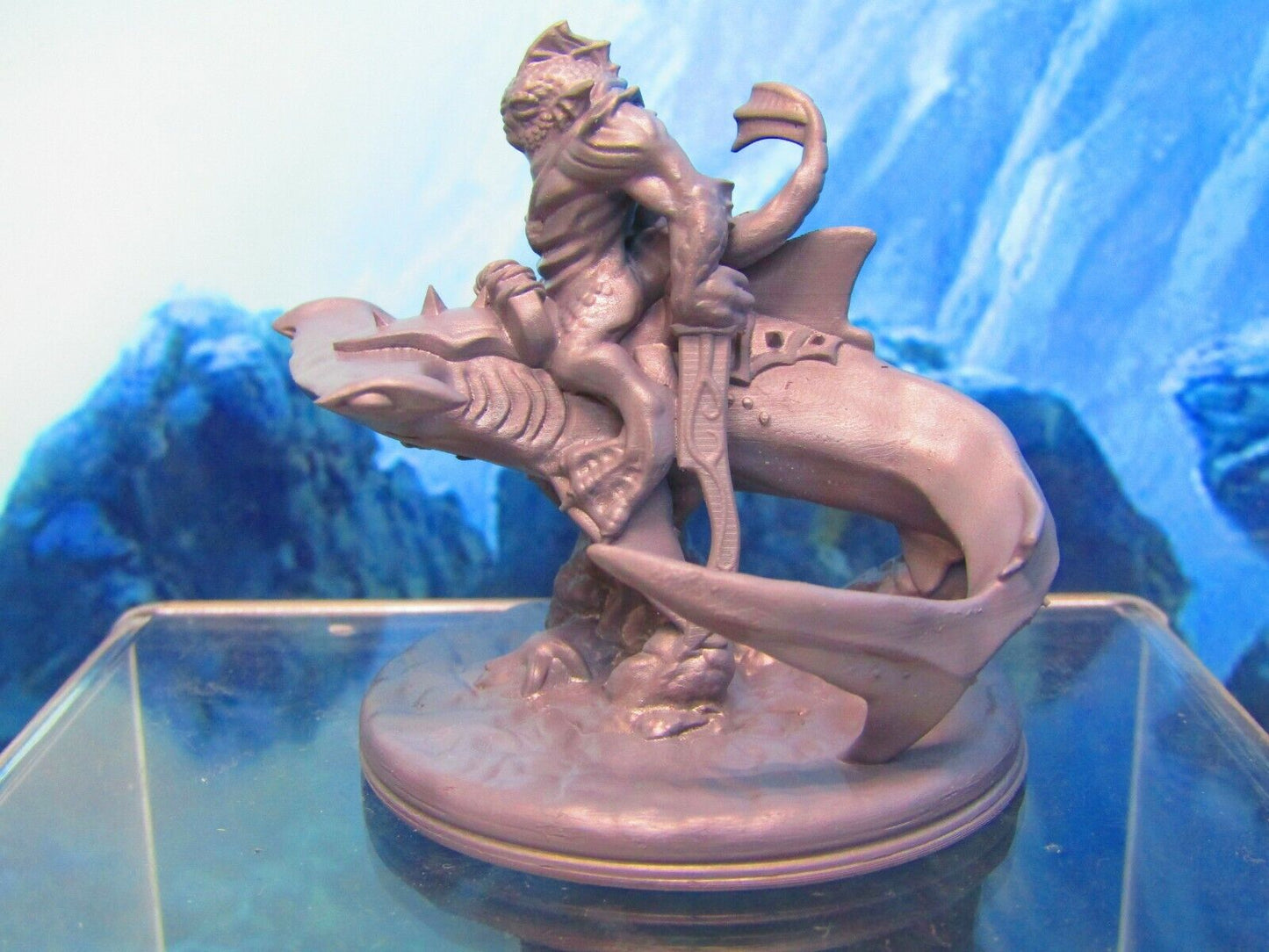 Sea Devil Rider On Hammerhead Shark Mount Mini Miniature Figure 3D Printed Model