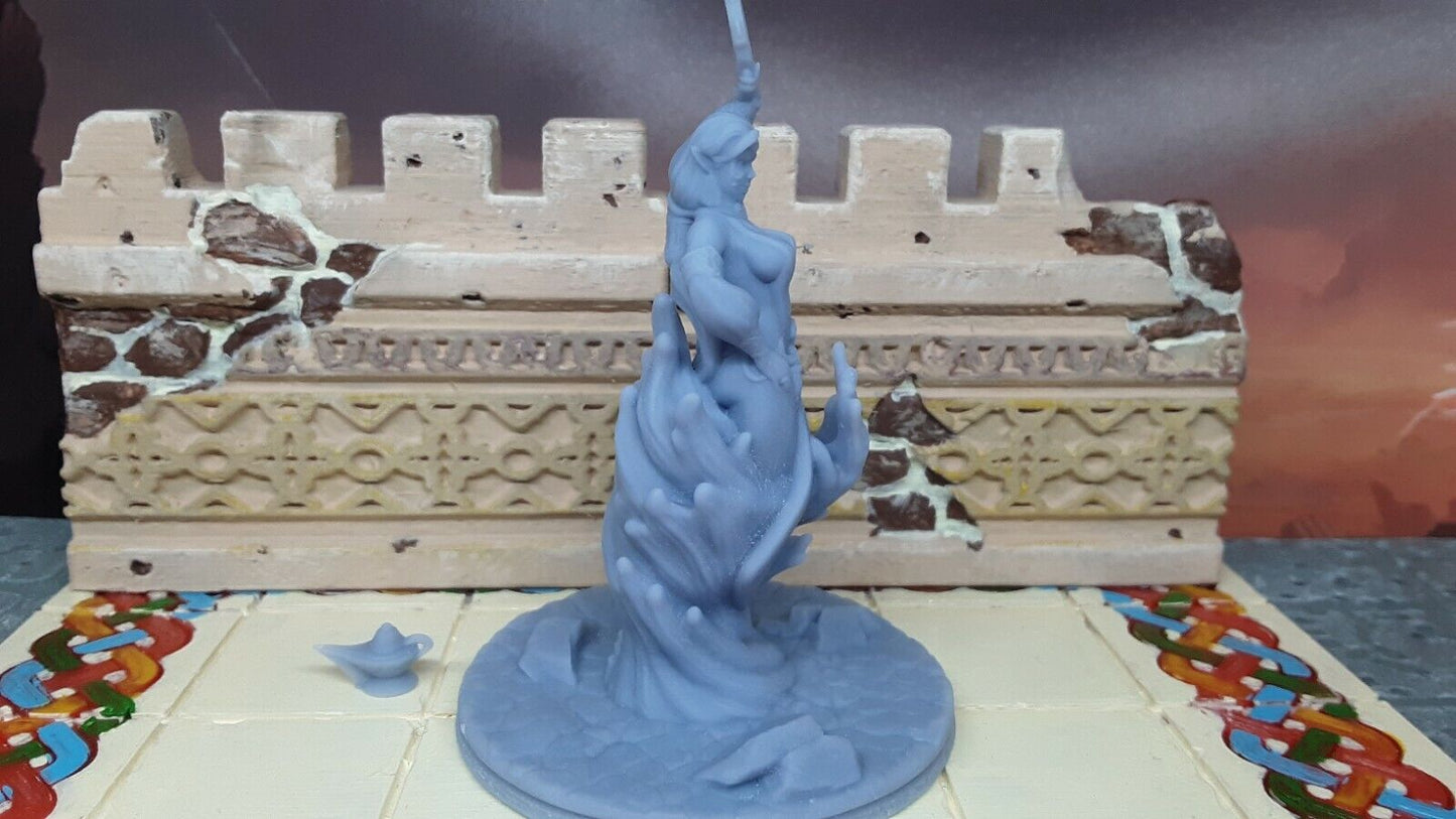 Water Genie Djinn W/ Lamp Mini Miniatures Figure Tabletop Game 3D Printed Resin