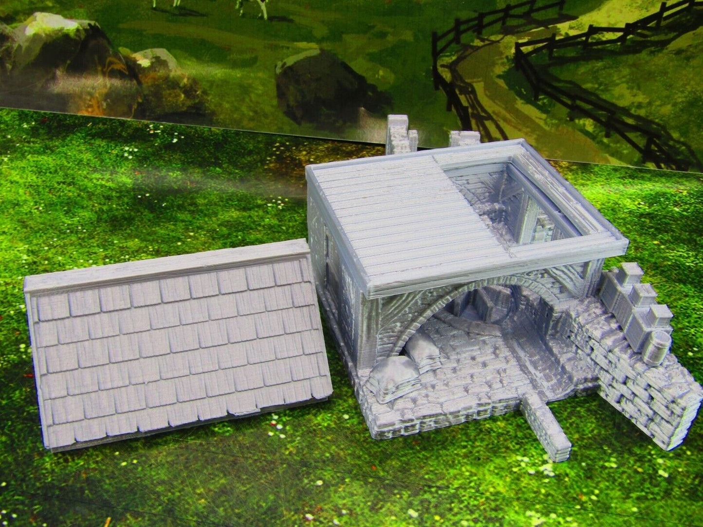River Grist Mill Grainery Scatter Terrain Scenery 3D Printed Model 28/32mm Scale