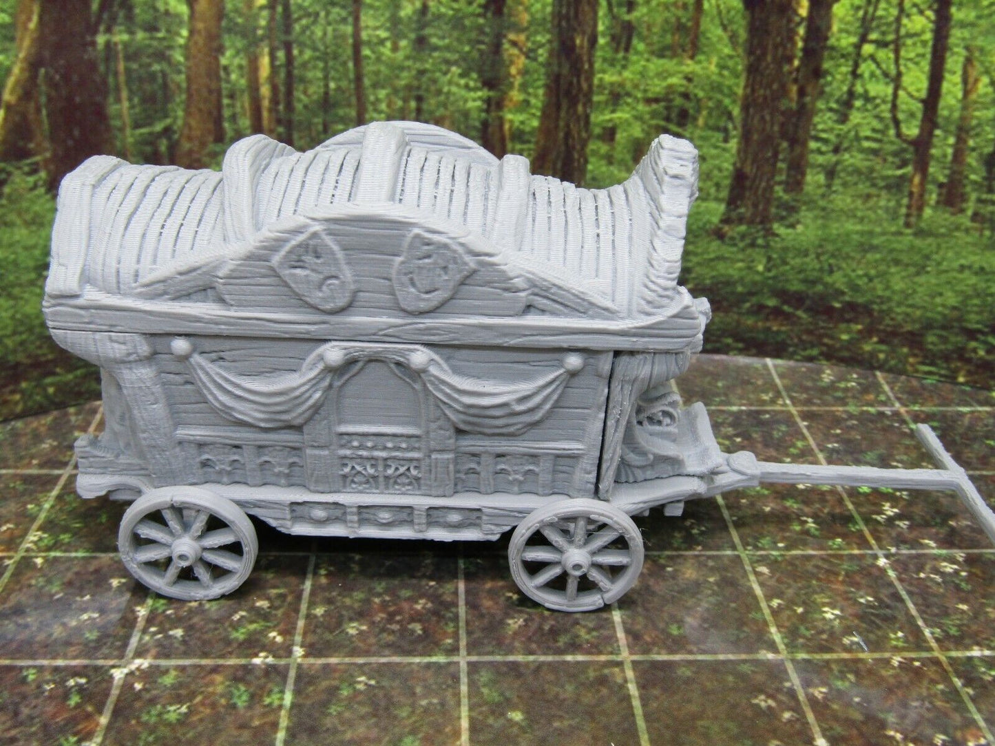 Travelling Merchant's Wagon & Horses Scenery Terrain 3D Printed Model 28/32mm