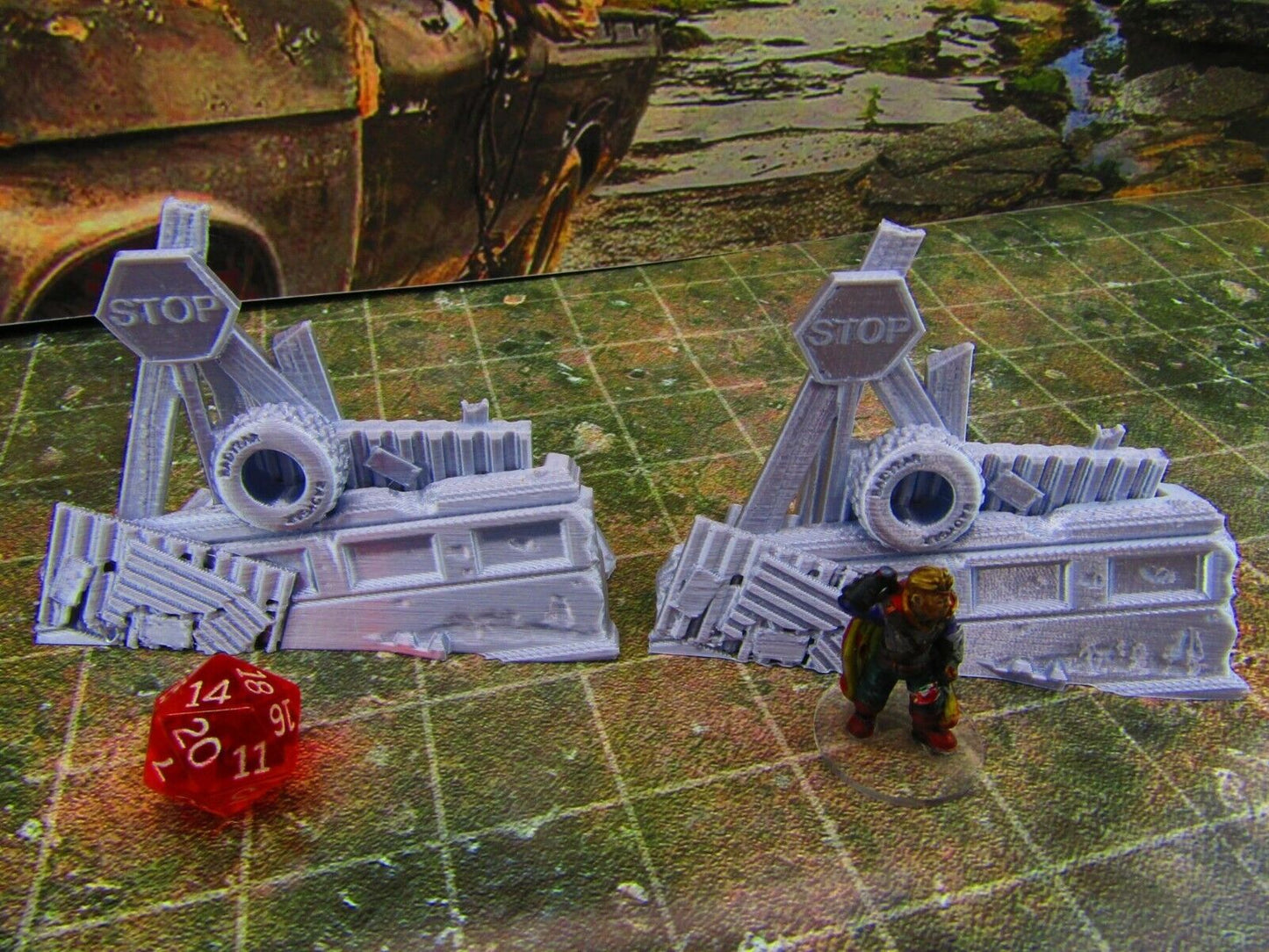2pc Building Rubble Straight Brick Barricade Scatter Terrain Scenery Wasteland A