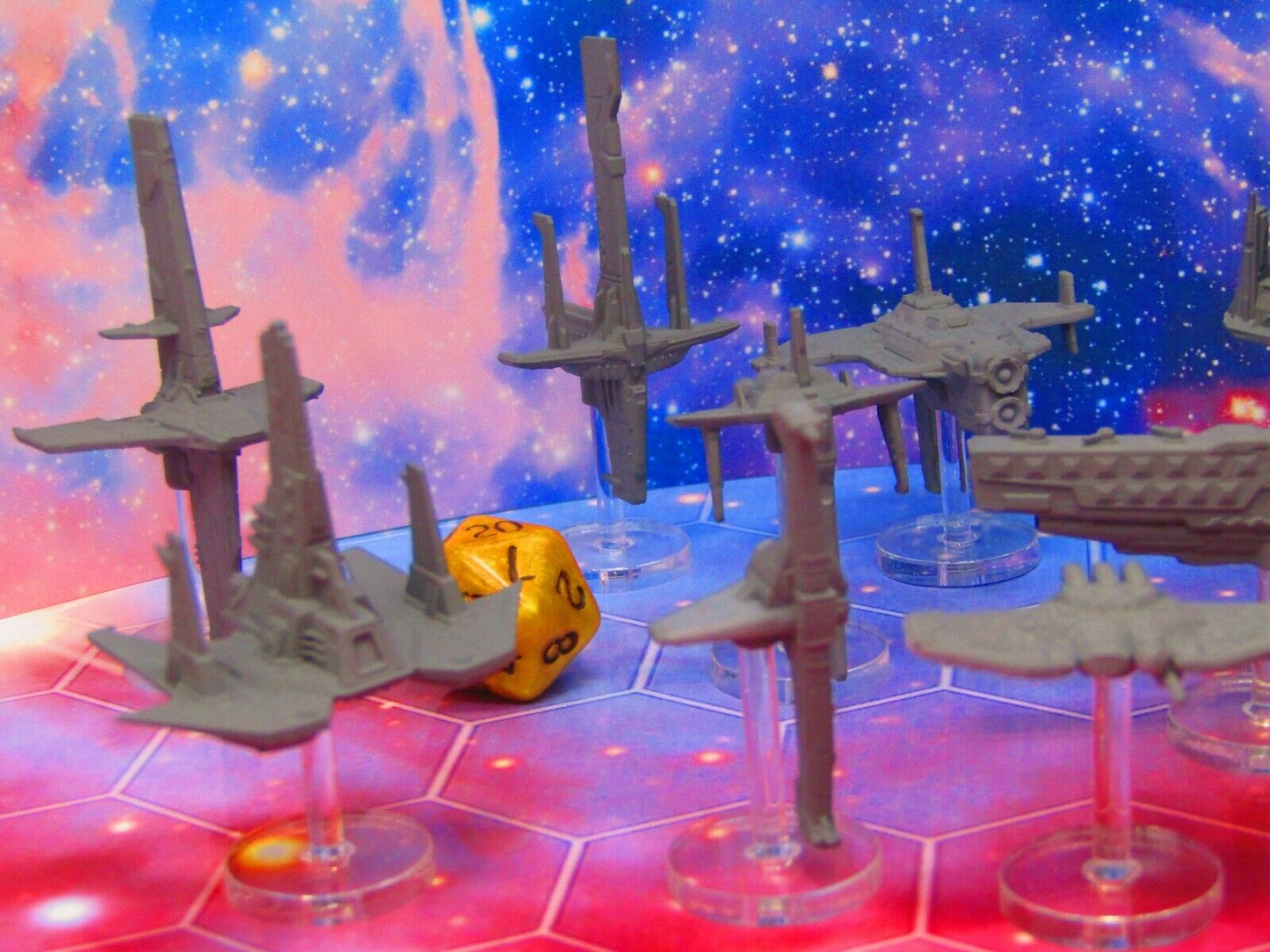 14pc Harmonium Alliance Military Space War Gaming Set w/ Flight Stands & Rods