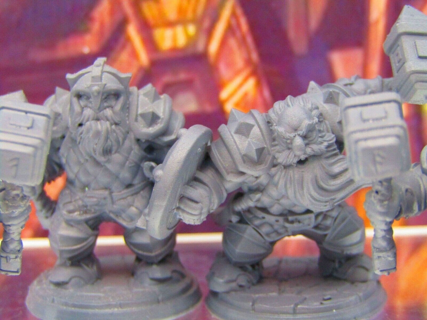 6pc Dwarf Fighter Soldiers w/ Hammers Mini Miniature Figure 3D Printed Model DnD