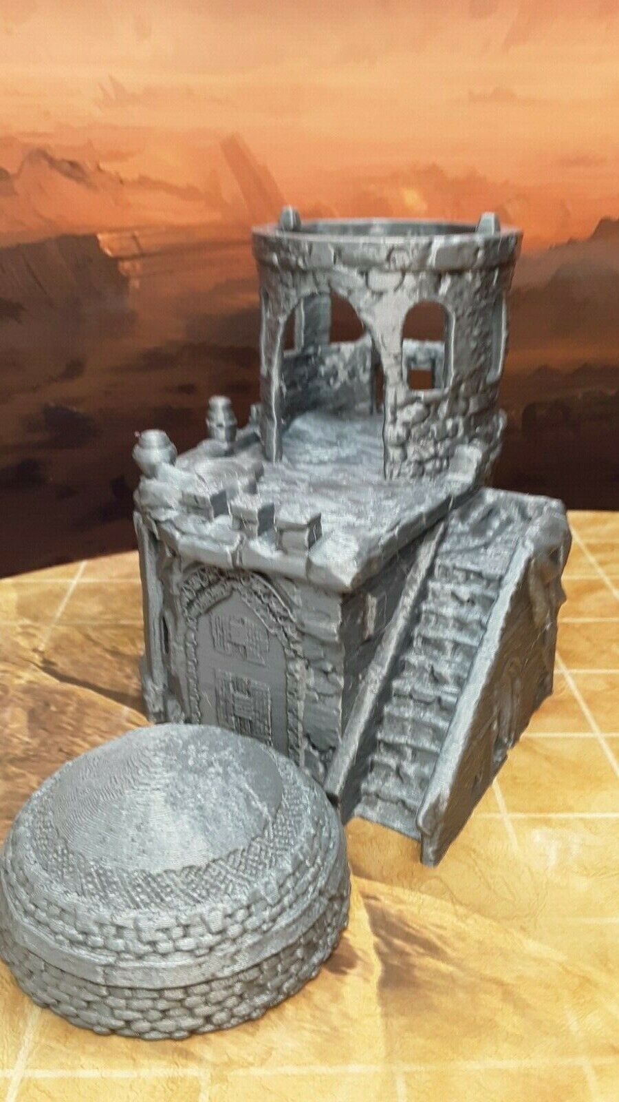 2 Floor Arabian Desert Domed Roof House Scatter Terrain Tabletop Scenery